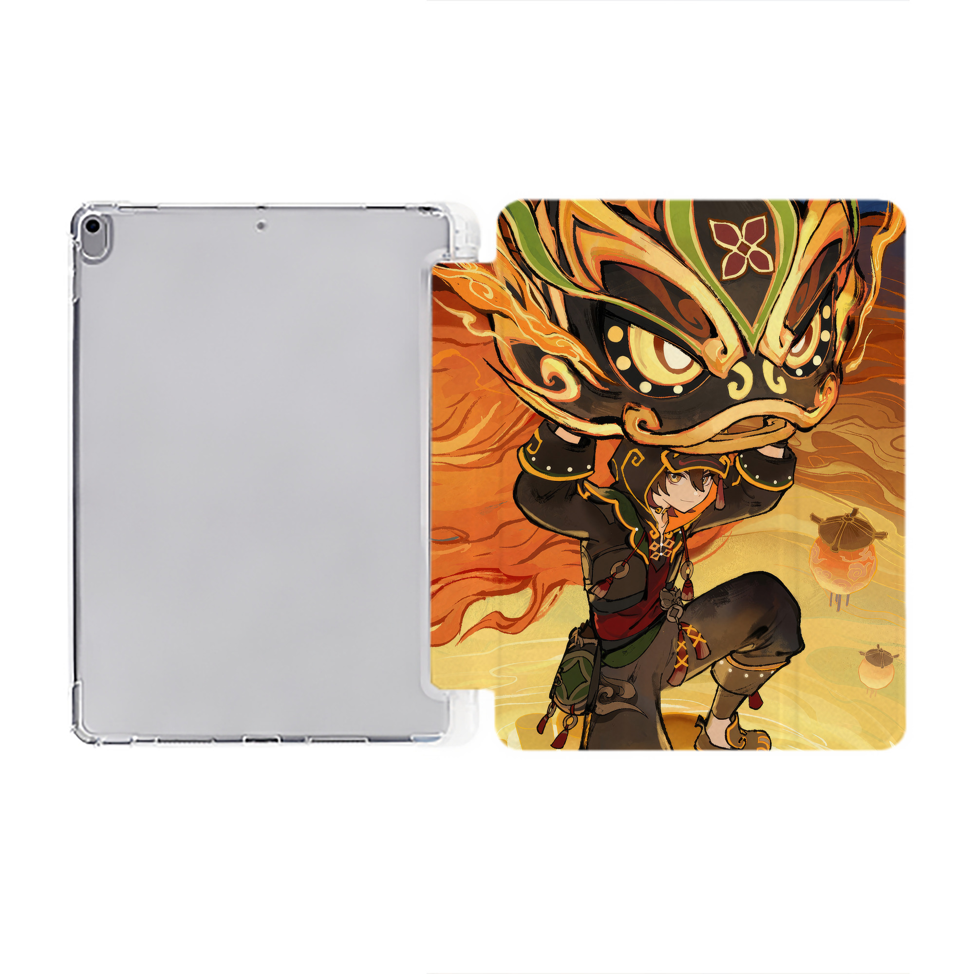 げんし神 genshin IPad ケース ペン収納付き 三つ折りスタンド PUレザー×シリコン 対応機種9.5/10.5/10.9インチ